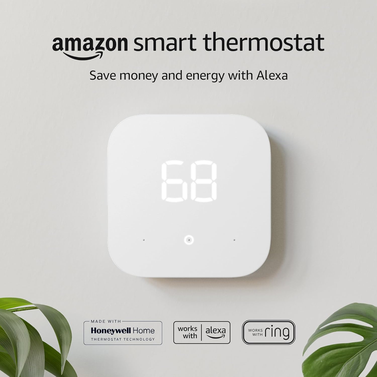 Amazon Smart Thermostat on a wall