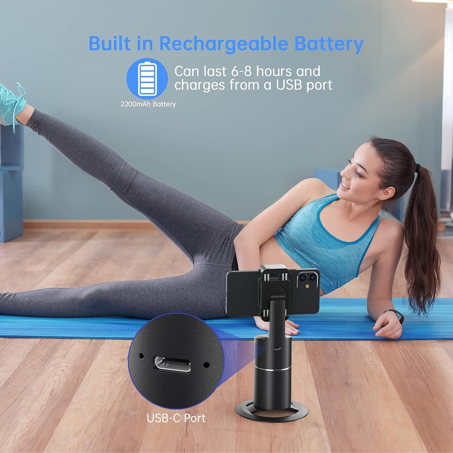 Camrola Auto Face Tracking Phone Holder placed on floor tracking a woman exercising