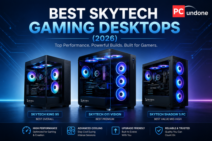 3 Skytech Gaming Desktops displayed as an image