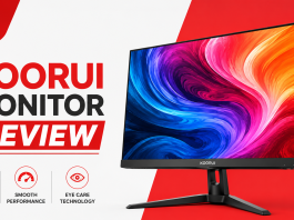 KOORUI Monitor Review KOORUI Monitor with a white and red backgound color