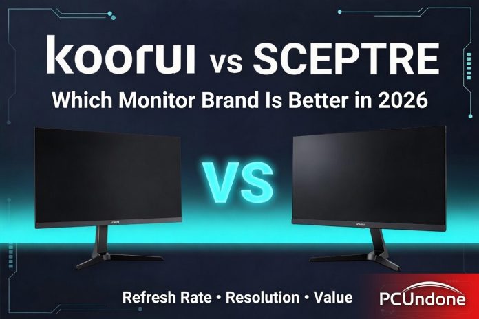 KOORUI vs Sceptre monitors side by side