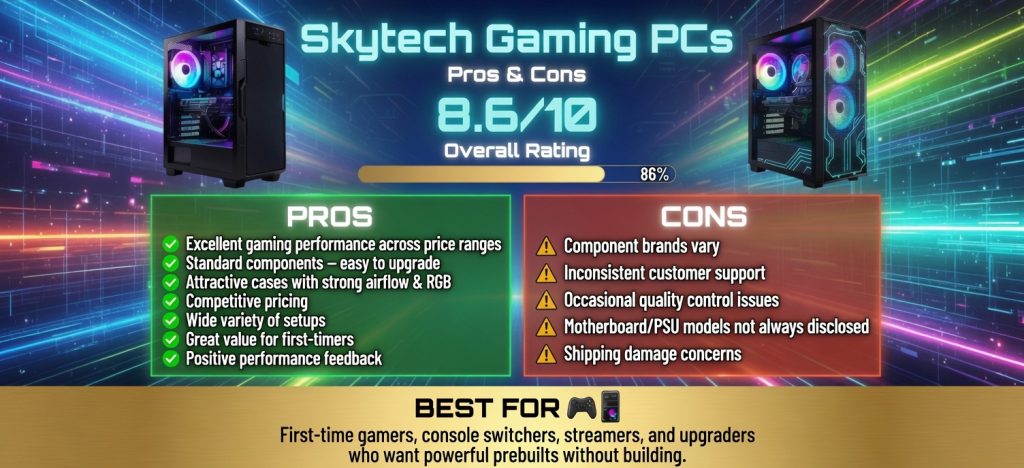 Skytech Gaming Pros Cons infographic